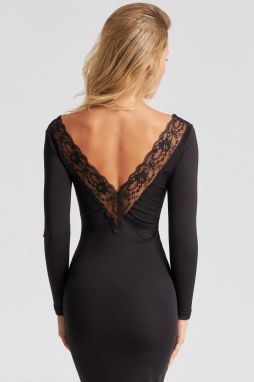 Cool & Sexy Women's Black Lace Detailed Midi Dress