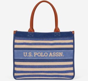 Modrý dámsky vzorovaný shopper US Polo Assn. El Dorado