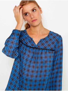 Blue Checkered Loose Blouse CAMAIEU - Women