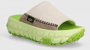 Semišové šľapky UGG Venture Daze Slide dámske, zelená farba, na platforme, 1152680