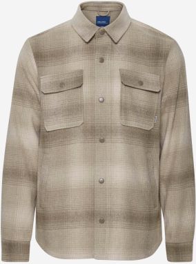 Beige Checkered Shirt Blend - Men