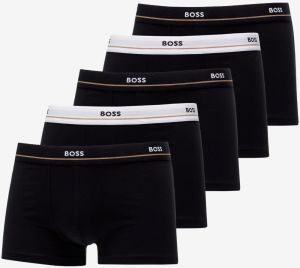 Hugo Boss Stretch-Cotton Trunks With Logo Waistbands 5-Pack Black