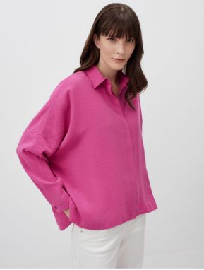 Jimmy Key Pink Loose Fit Low Sleeve Long Back Woven Shirt