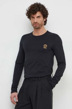 Tričko s dlhým rukávom Versace 2-pak pánsky, čierna farba, jednofarebný, AU10197 1A10011