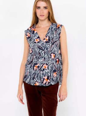 Dark blue floral top CAMAIEU - Women