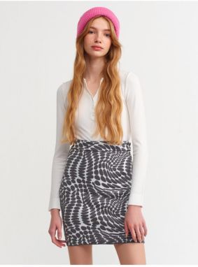 Dilvin 1308 Patterned Short Knitwear Skirt - smoked