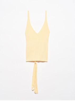 Dilvin 1055 Strap Tied Waist Knitwear Singlet-yellow