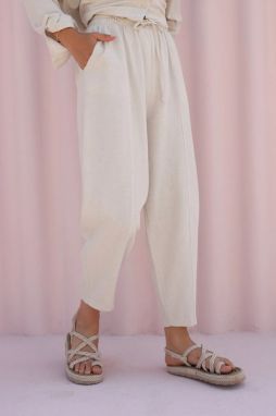 Laluvia Stone Linen Baggy Trousers