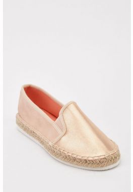 Metalické flat espadrilky