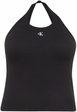 Calvin Klein Jeans Curve Vyšívaný top  čierna / biela