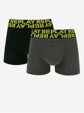 Set of two men's boxers in black and dark grey Replay - Men