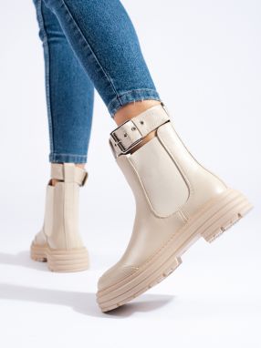 Beige women's Chelsea boots Shelvt