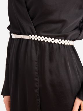 Shelvt Women's elastic belt with pearls