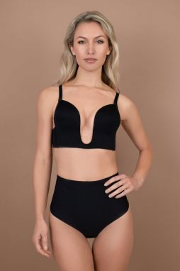 Čierna vystužená podprsenka s hlbokým výstrihom Ultra Plunge Bra