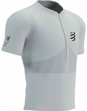 Compressport TRAIL HALF-ZIP FITTED SS TOP Pánsky bežecký dres, biela, veľkosť