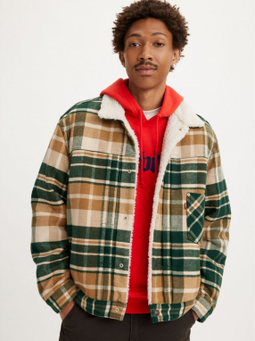 Levi's Green-brown men's checkered jacket with Levi's® Type 1 Sh - Men