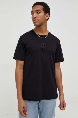Bavlnené tričko Iceberg pánsky, čierna farba, jednofarebný