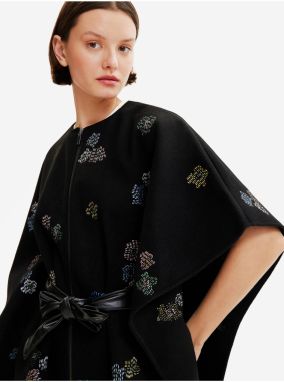 Black Desigual Threadflor Milan Womens Patterned Poncho - Women