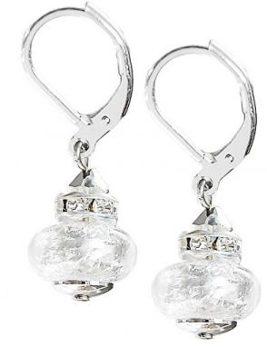 Lampglas Elegantné náušnice White Beauty s rýdzim striebrom v perlách Lampglas ESH1
