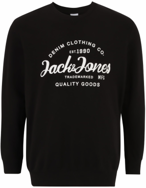 Jack & Jones Plus Mikina 'FOREST'  čierna / biela