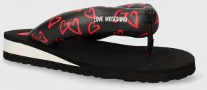 Žabky Love Moschino dámske, čierna farba, na plochom podpätku, JA28213G0IJM100A
