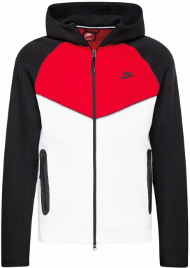 Nike Sportswear Tepláková bunda 'TCH FLEECE'  červená / čierna / biela
