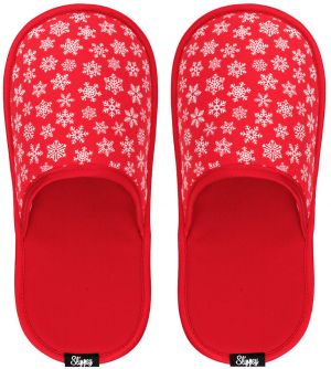 Slippsy červené domáce unisex šľapky Red Snowflake