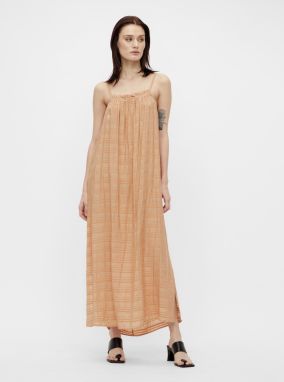 Orange patterned loose maxi-dresses with slits . OBJECT Rafia - Women