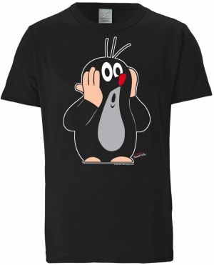 LOGOSHIRT Tričko 'Der kleine Maulwurf'  sivá / červená / čierna / biela