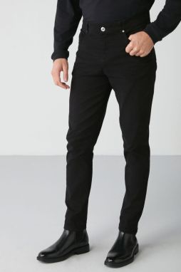 GRIMELANGE Raves Men's Chino Black Cotton Elastane Fabric Trousers