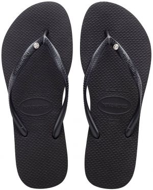 Žabky Havaianas SLIM CRYSTAL SW II dámske, čierna farba, na plochom podpätku, 4145651.0090