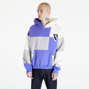 PREACH Oversized Patchwork Hoodie GOTS Grey Melange/ Purple/ Off White