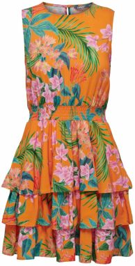 ONLY Letné šaty 'TROPICA'  zelená / orchideová / oranžová / grenadínová