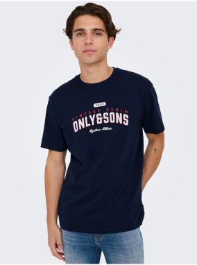 Dark blue men's T-shirt ONLY & SONS Lenny Life - Men