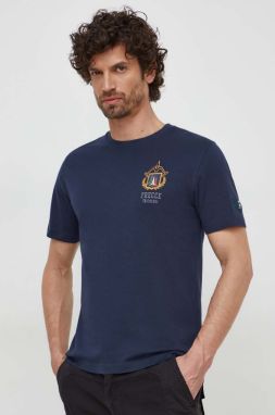 Bavlnené tričko Aeronautica Militare pánsky, tmavomodrá farba, s nášivkou