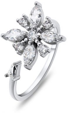 Brilio Silver Nežný strieborný otvorený prsteň Kvetina RI039W