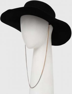 Vlnený klobúk AllSaints čierna farba, vlnený