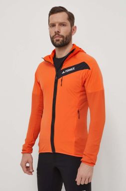 Športová mikina adidas TERREX oranžová farba, s kapucňou, jednofarebná, IN7009