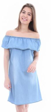 Bigdart 1481 Off Shoulder Denim Dress - Light Blue