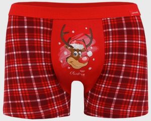 Červené vianočné boxerky Reindeer