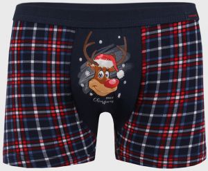 Modré vianočné boxerky Reindeer