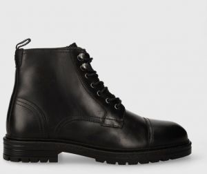 Kožená obuv Pepe Jeans LOGAN BOOT pánska, čierna farba, PMS50237