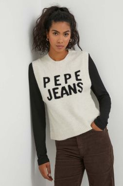 Vesta s prímesou vlny Pepe Jeans Denisse béžová farba