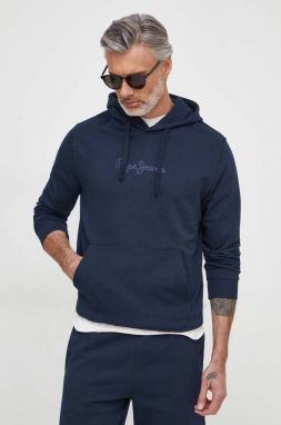 Mikina Pepe Jeans pánska, tmavomodrá farba, s kapucňou, melanžová