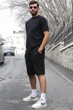 Madmext Black Basic Men's Short Set With Pocket 5914