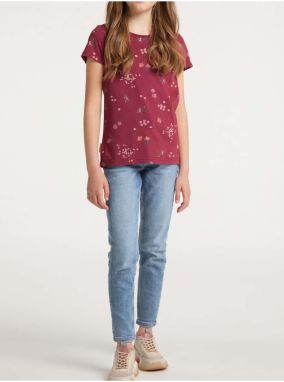 Burgundy Girls' Patterned T-Shirt Ragwear Violka - Girls