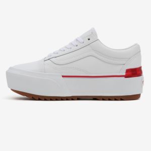 Biele dámske kožené tenisky na platforme VANS UA Old Skool Stacked