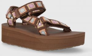 Sandále Teva Flatform Universal Crochet dámske, hnedá farba, na platforme, 1150210