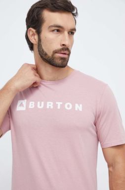 Bavlnené tričko Burton pánsky, ružová farba, s potlačou