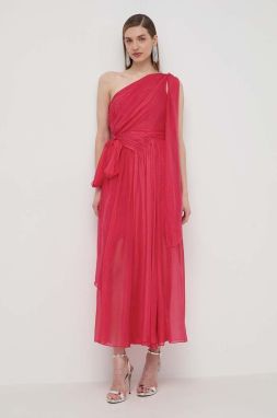 Hodvábne šaty Luisa Spagnoli PANNELLO ružová farba, maxi, áčkový strih, 540965
